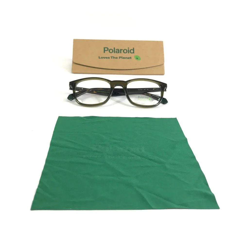 Polaroid Eyeglasses Frames PLD D424 4C3 Green Tortoise Square Full Rim 50-21-145